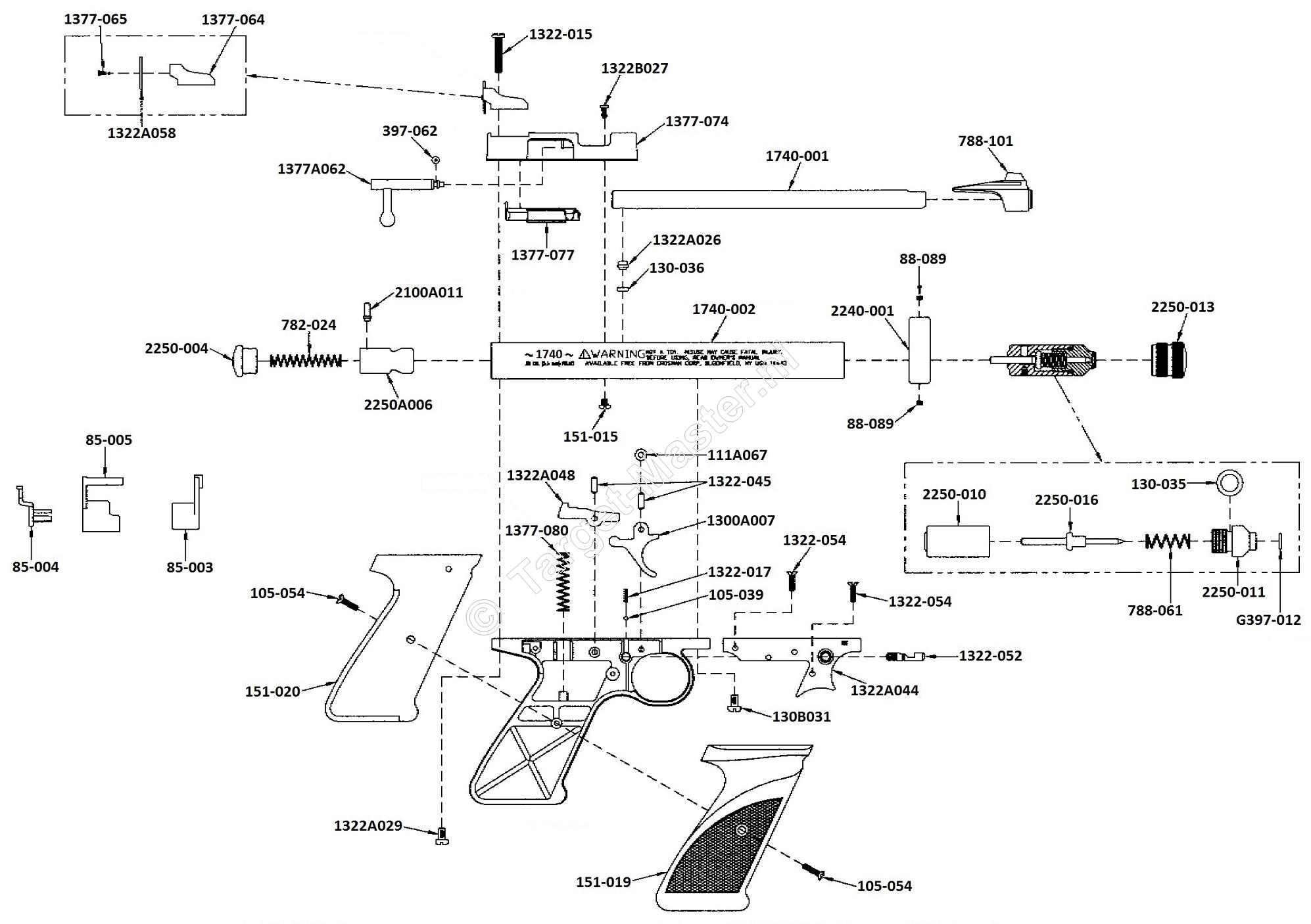 1740, Parts Drawing Crosman 1740